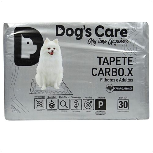 TAPETE HIGIÊNICO CARBO.X DOGS CARE PARA CÃES TAM P COM 30 UNIDADES 60CM X 55CM